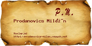 Prodanovics Milán névjegykártya